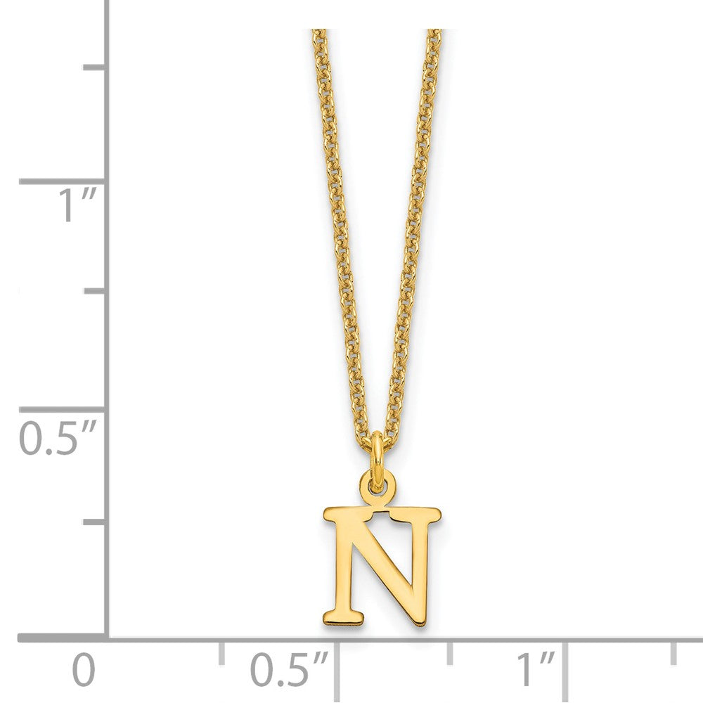 14K Yellow Gold 14Ky Cutout Letter N Initial Necklace