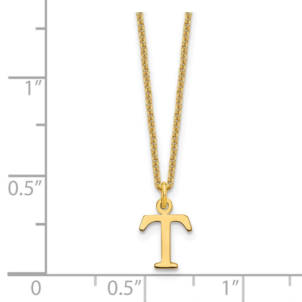 14K Yellow Gold 14Ky Cutout Letter T Initial Necklace