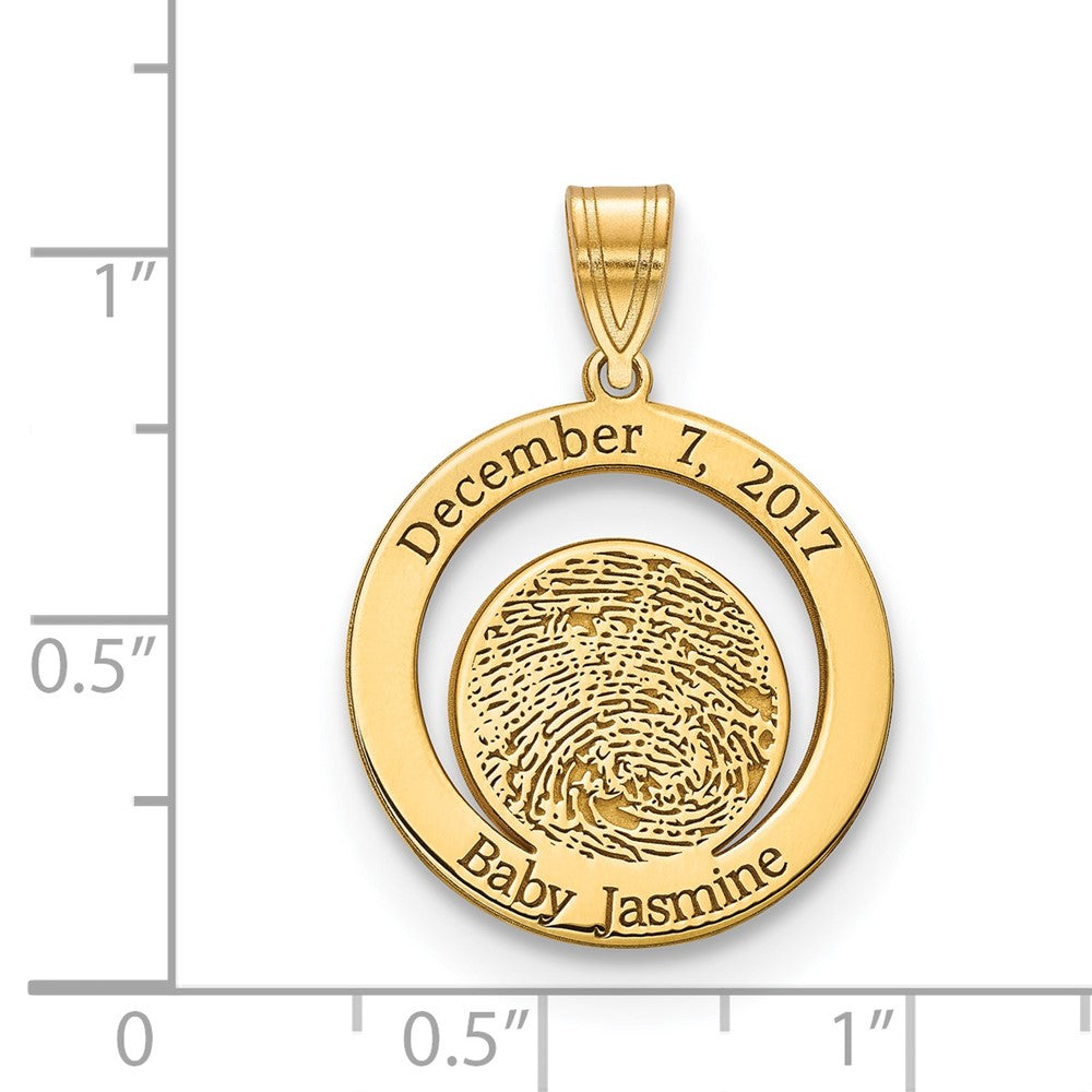 14K Yellow Gold Date And Fingerprint Pendant