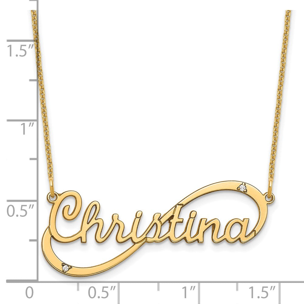 14K Yellow Gold 1 Name Infinity With Diamonds Necklace