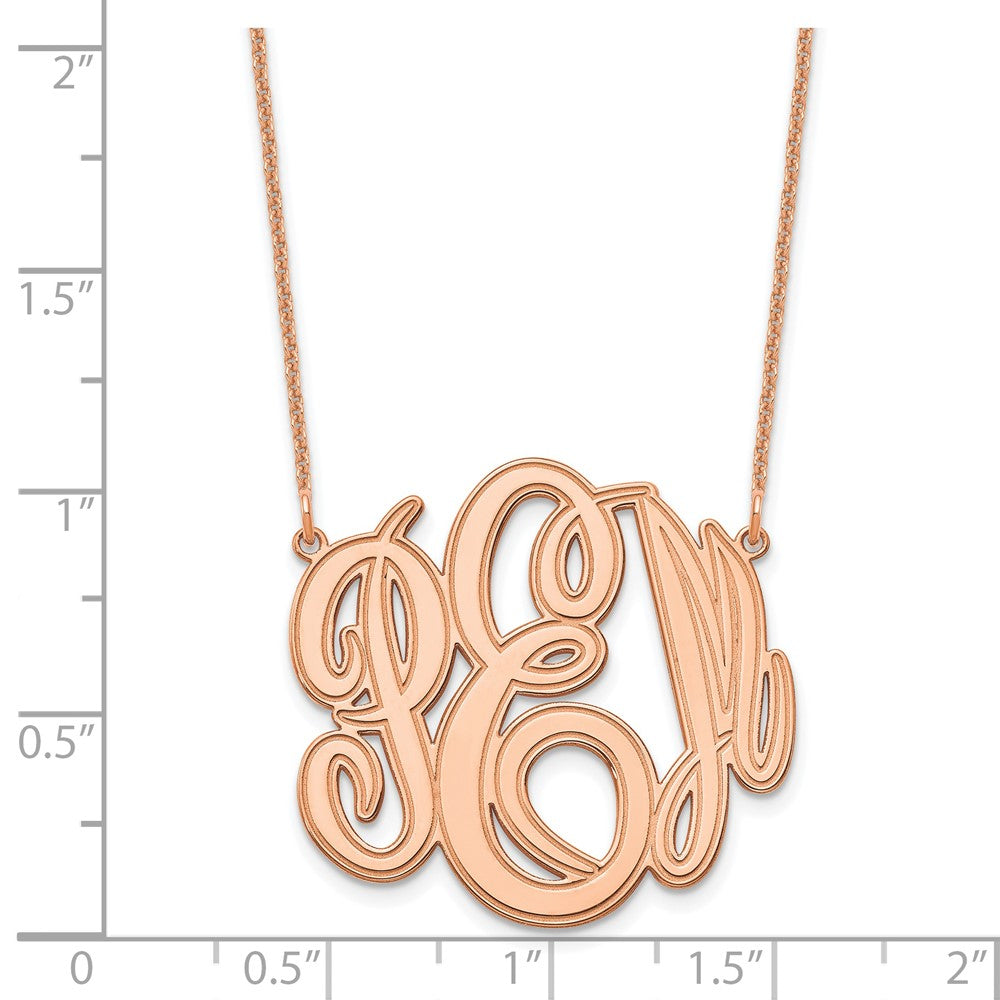 14K Rose Gold Etched Monogram Necklace