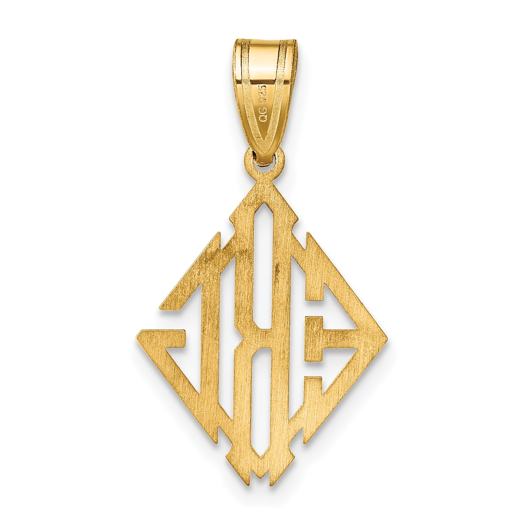 Gold Plated Sterling Silver/Gold Diamond Shape Monogram Pendant