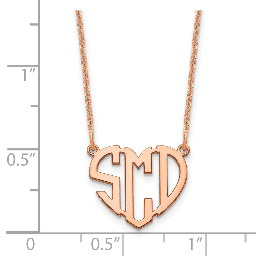 14K Rose Gold Heart Monogram Necklace