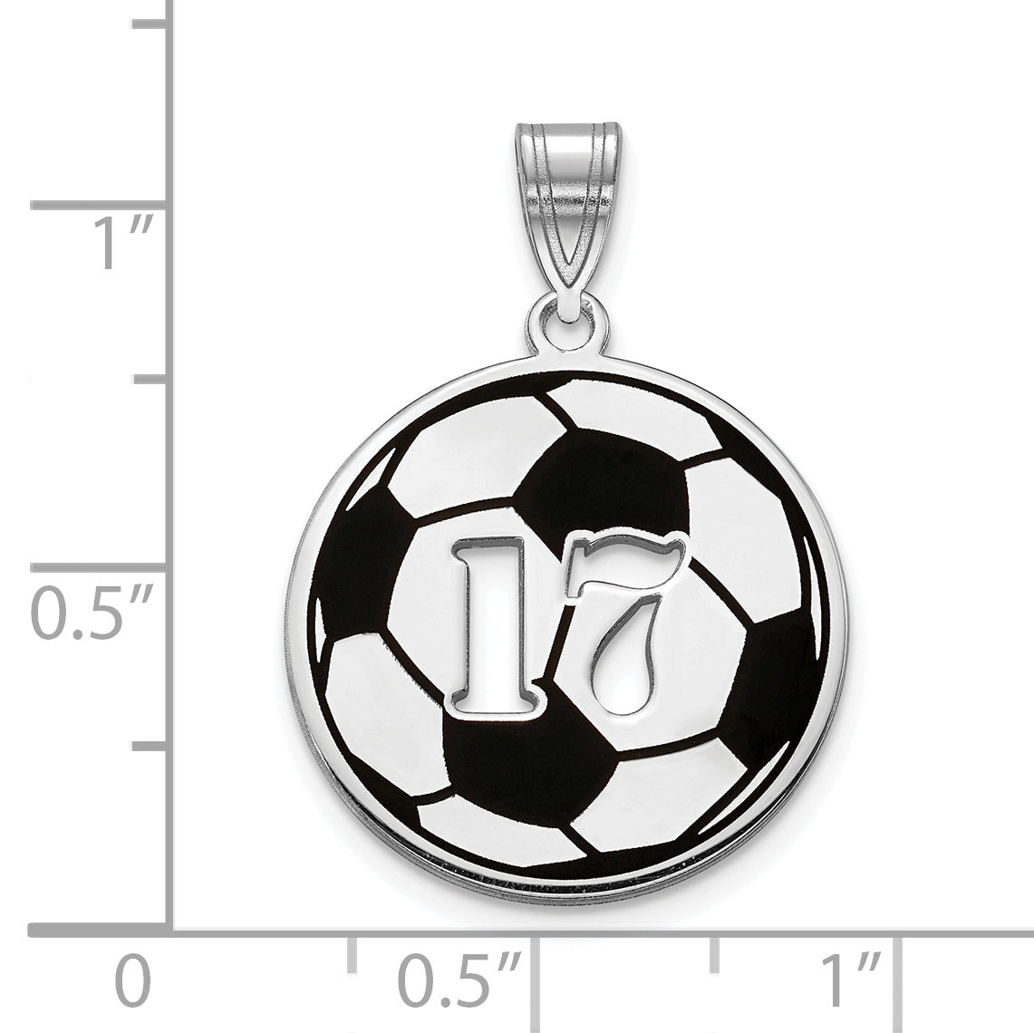 14K White Gold Epoxy Soccer Ball With Cut Out Number Pendant