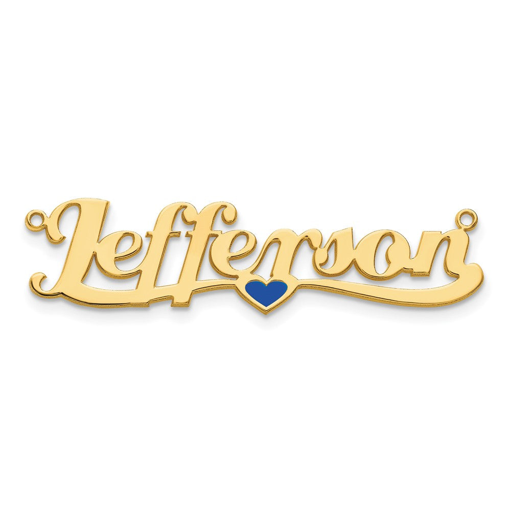 14K Yellow Gold Epoxy Heart Name Plate
