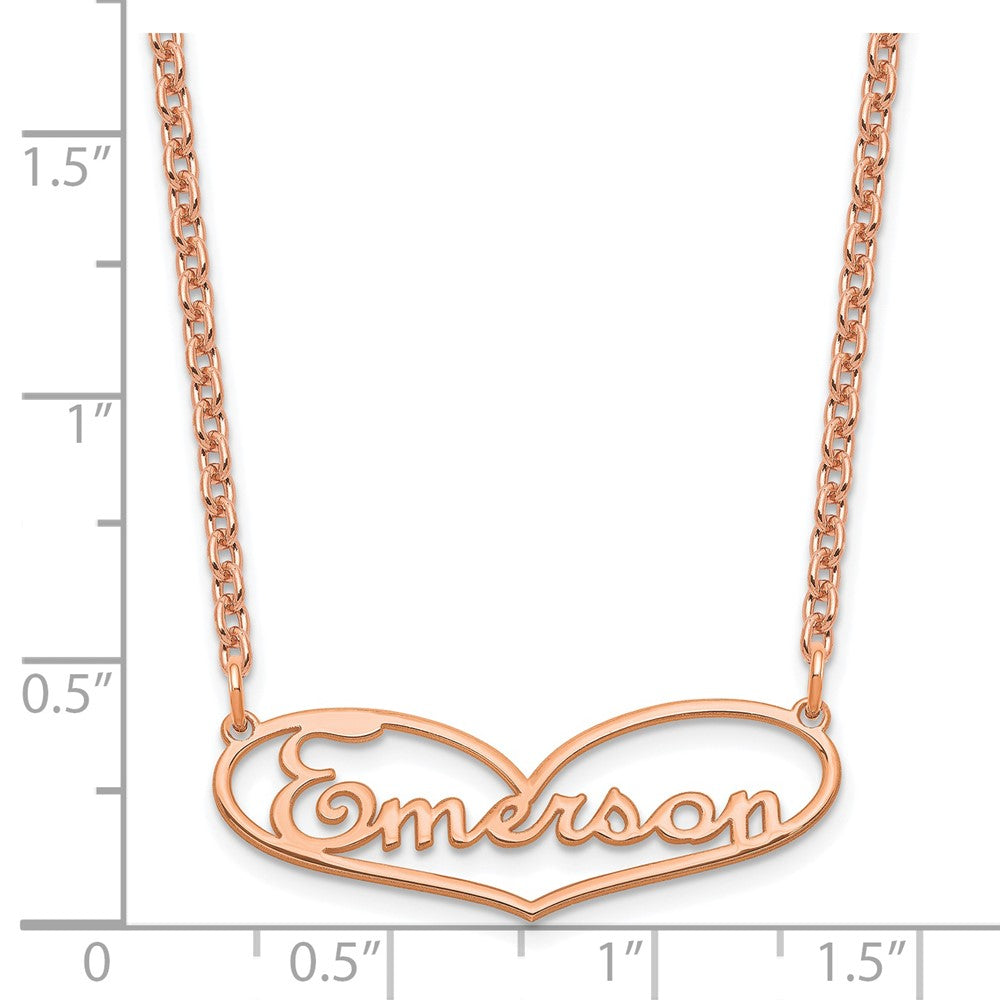 Rose Plated Sterling Silver/Rose Small Heart And Name Necklace