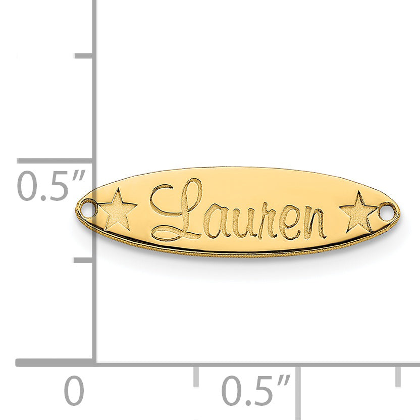 14K Yellow Gold Small Oval With Stars Name Plate