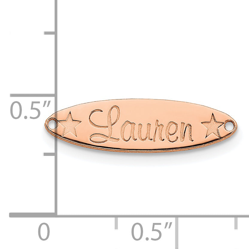 14K Rose Gold Small Oval With Stars Name Plate