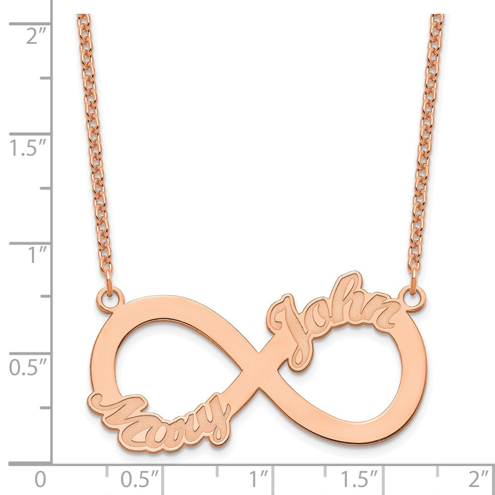 Rose Plated Sterling Silver/Rose 2 Name Infinity Necklace