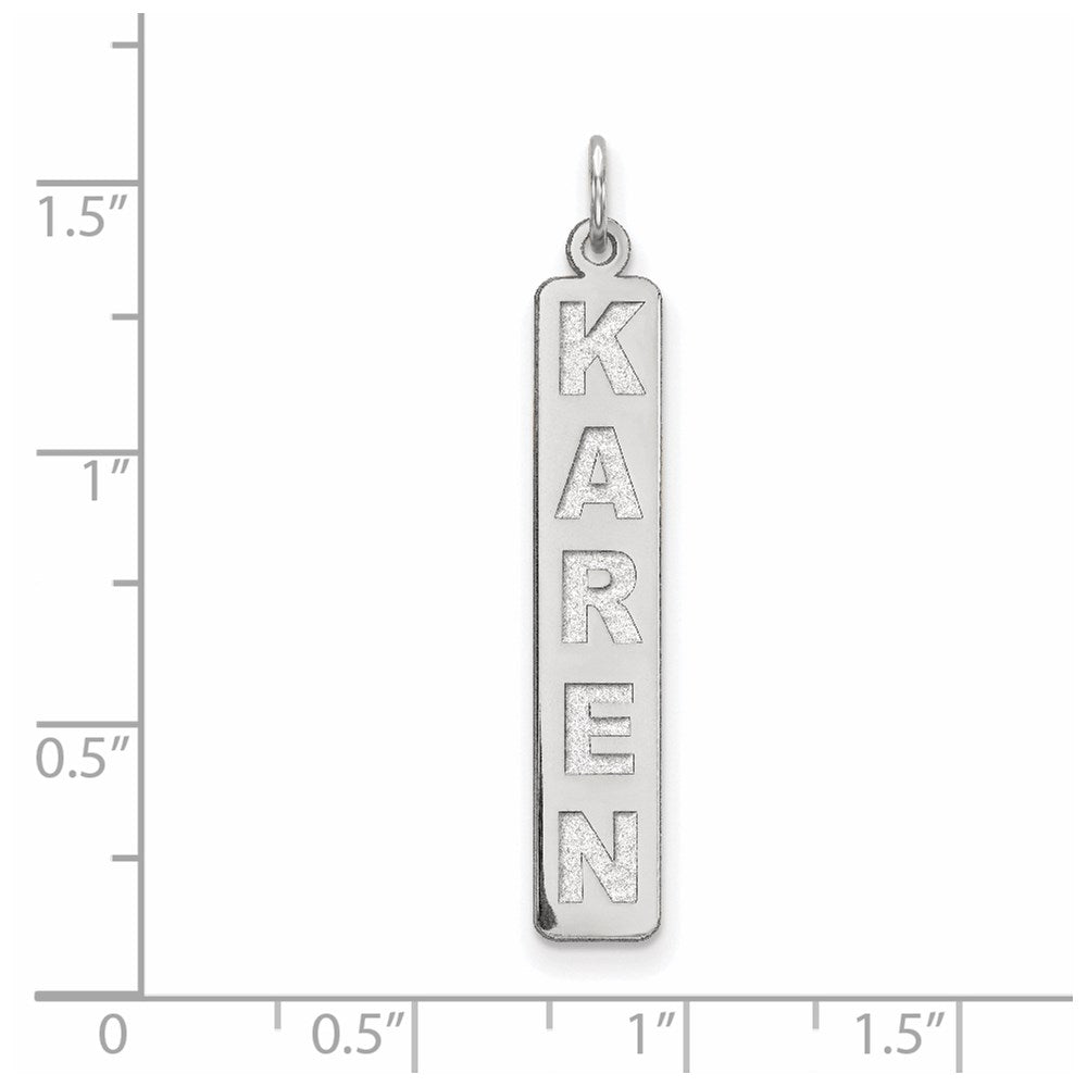 Sterling Silver Rhodium Plated Large Arial Black New Font Bar Charm