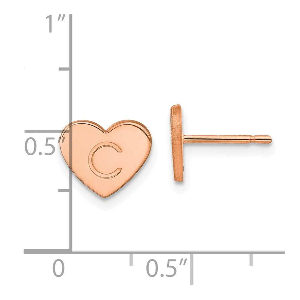 Rose Plated Sterling Silver/Rose Initial Heart Post Earrings