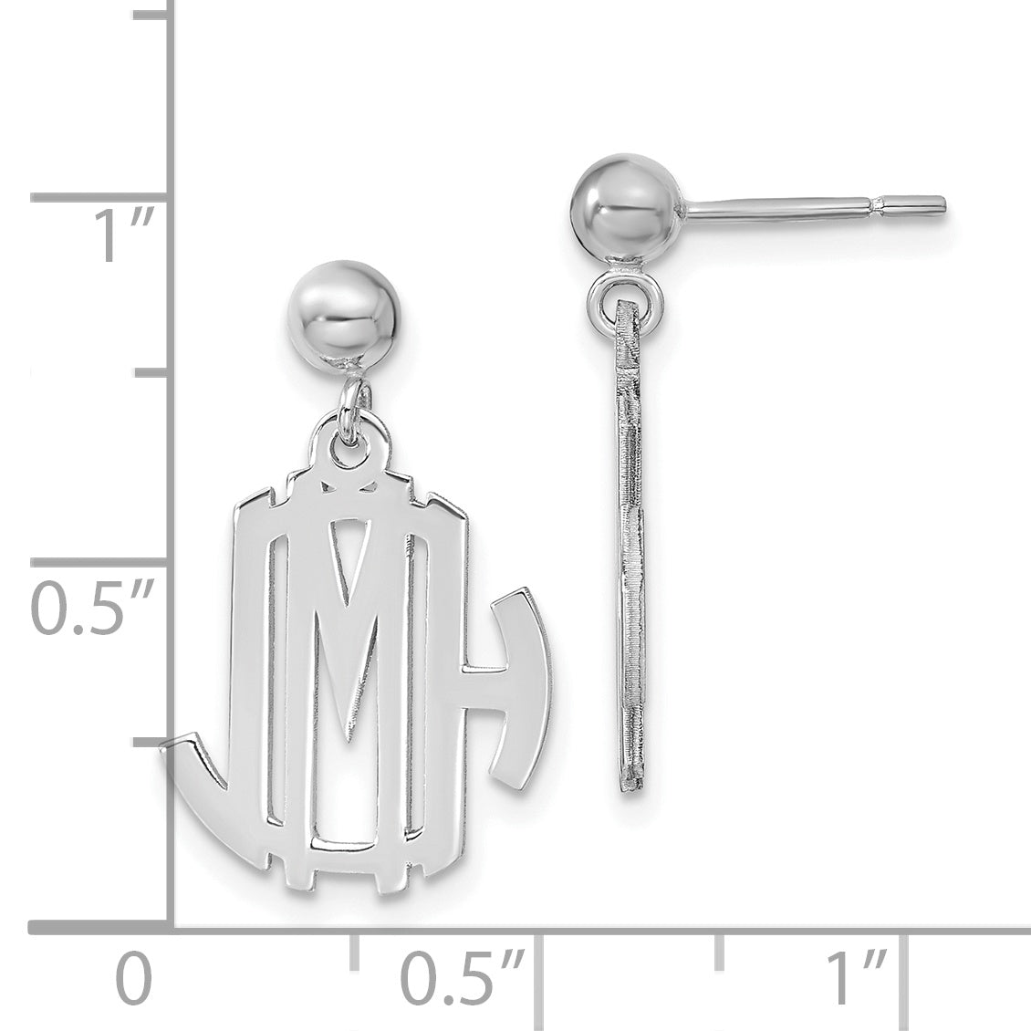 14K White Gold Monogram Dangle Earrings