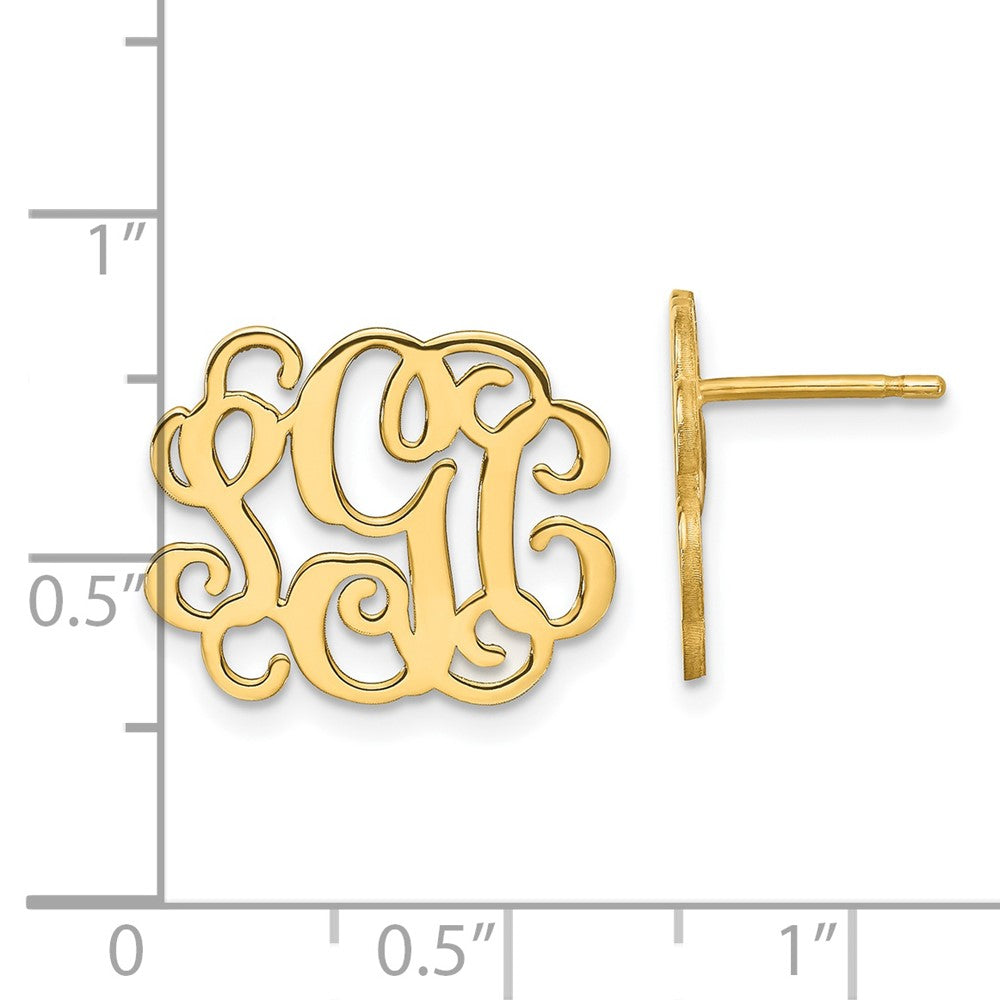 14K Yellow Gold Monogram Post Earrings