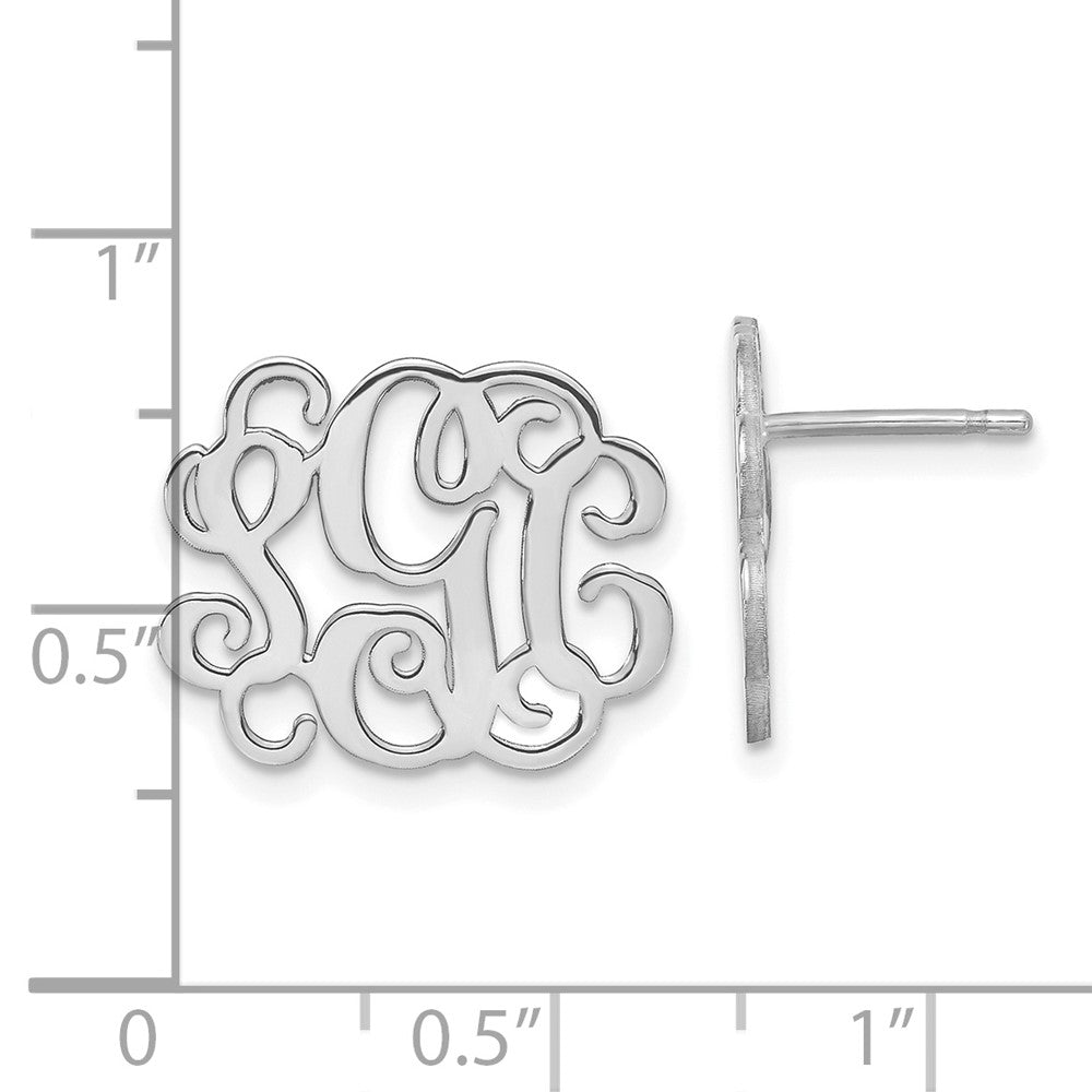 14K White Gold Monogram Post Earrings