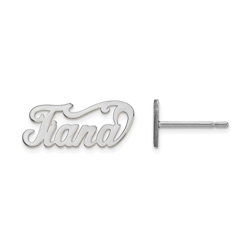 Sterling Silver Silver/Rhodium Plated Name Plate Post Earrings