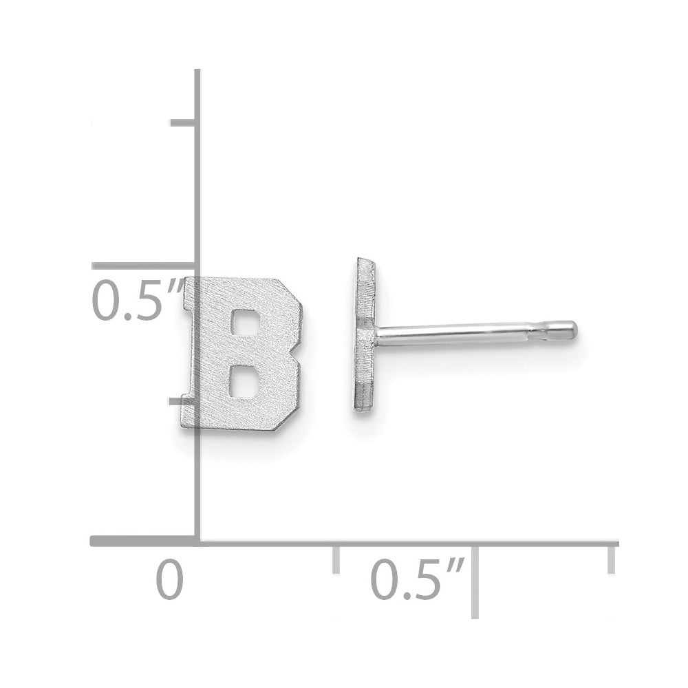 14K White Gold 14Kw Brushed Letter B Initial Post Earrings