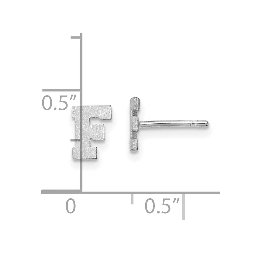 14K White Gold 14Kw Brushed Letter F Initial Post Earrings