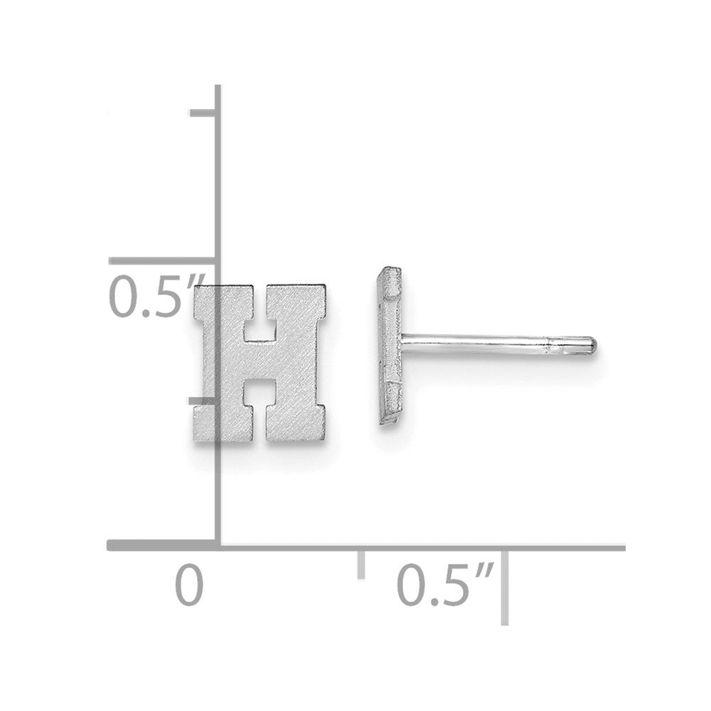 14K White Gold 14Kw Brushed Letter H Initial Post Earrings