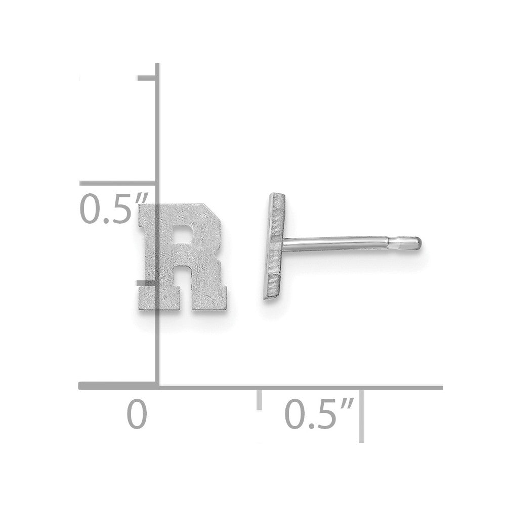 14K White Gold 14Kw Brushed Letter R Initial Post Earrings