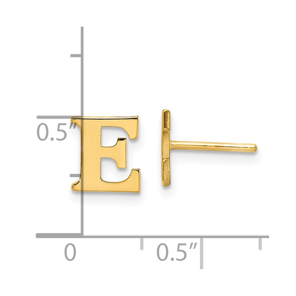 Gold Plated Sterling Silver Letter E Initial Post Earrings