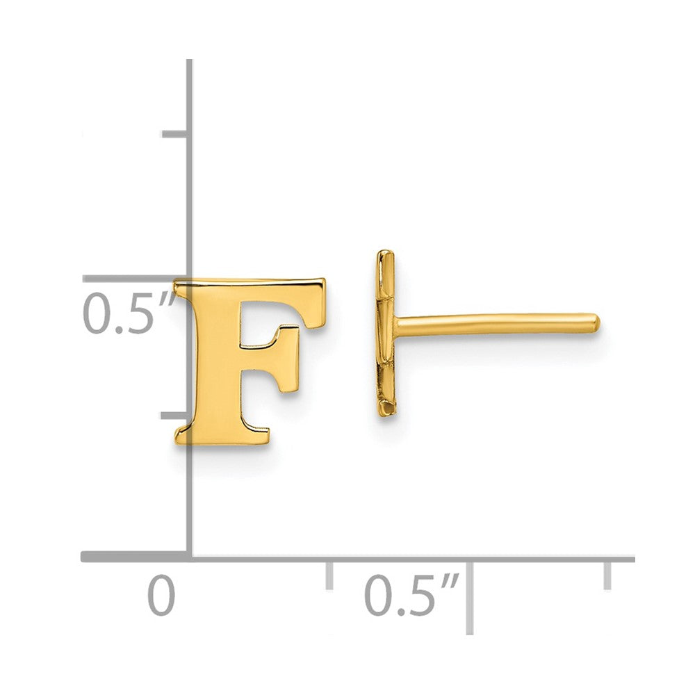 Gold Plated Sterling Silver Letter F Initial Post Earrings