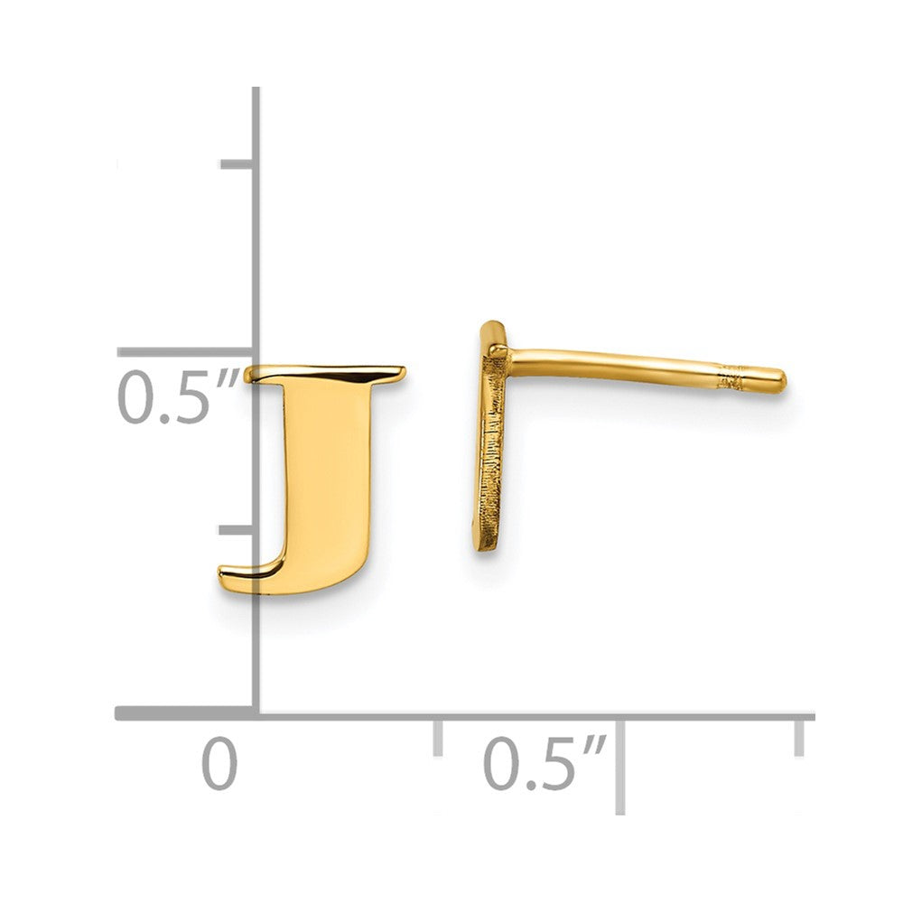 Gold Plated Sterling Silver Letter J Initial Post Earrings