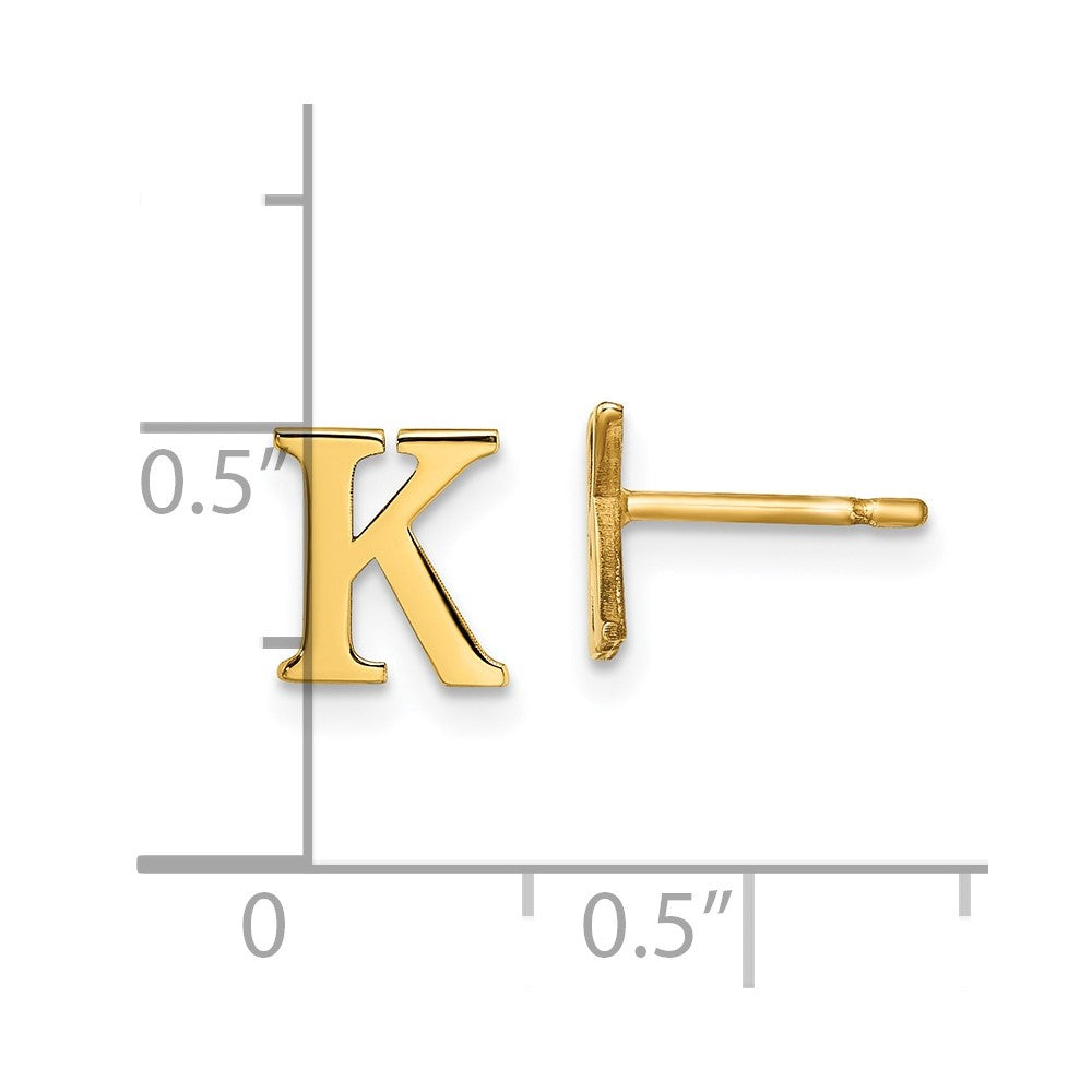 Gold Plated Sterling Silver Letter K Initial Post Earrings