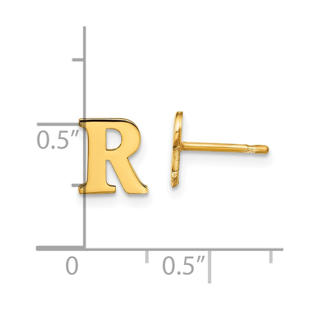 Gold Plated Sterling Silver Letter R Initial Post Earrings