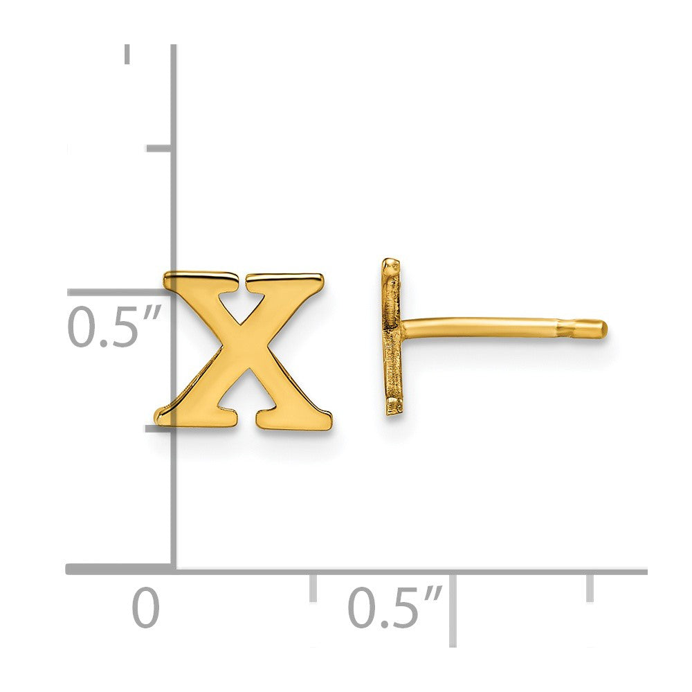 Gold Plated Sterling Silver Letter X Initial Post Earrings