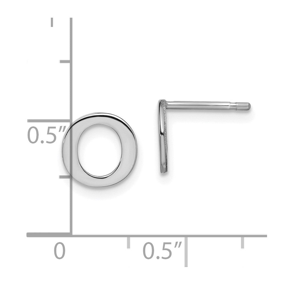 14K White Gold 14Kw Letter O Initial Post Earrings