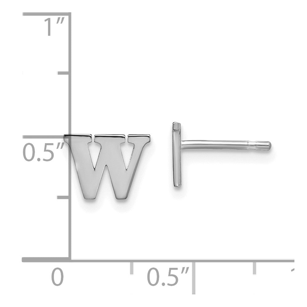14K White Gold 14Kw Letter W Initial Post Earrings