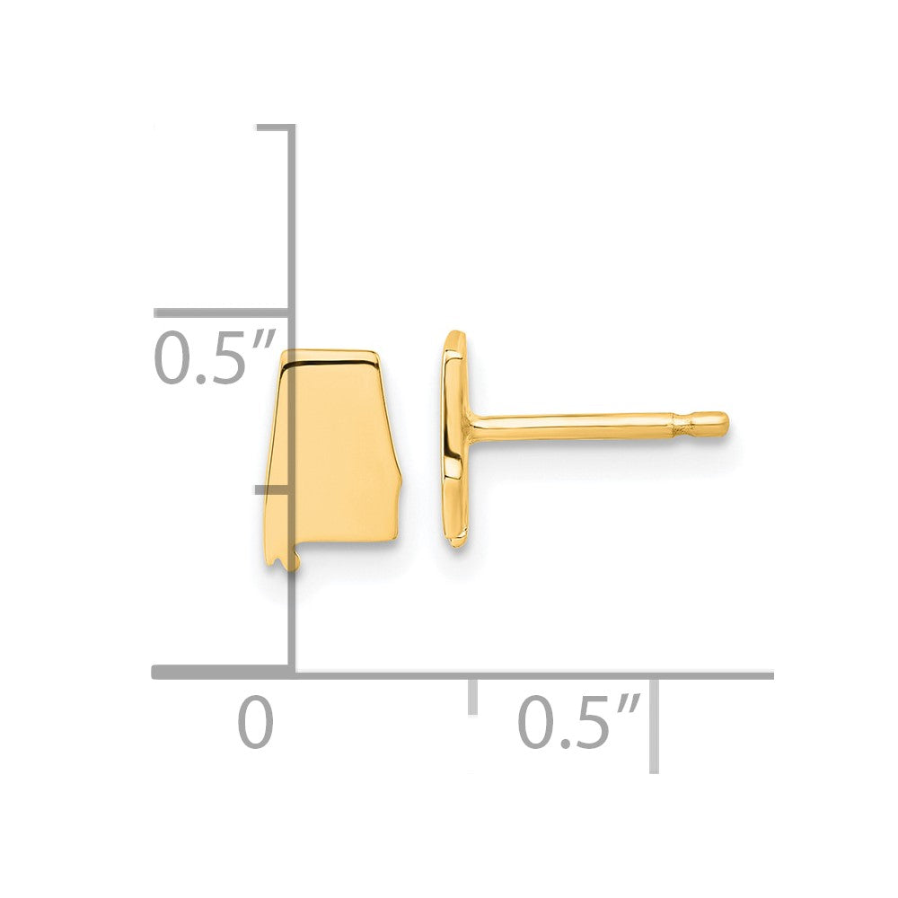 14K Yellow Gold 14Ky Alabama State Earrings
