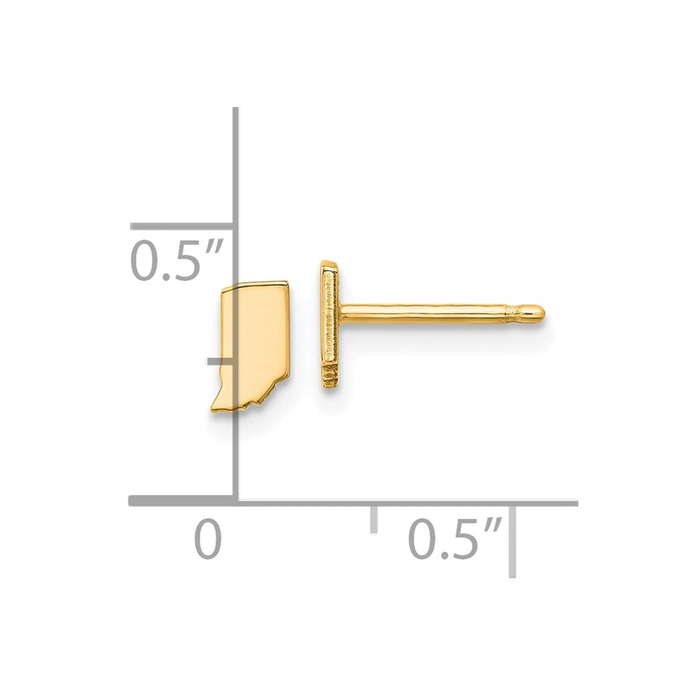 14K Yellow Gold 14Ky Indiana State Earrings