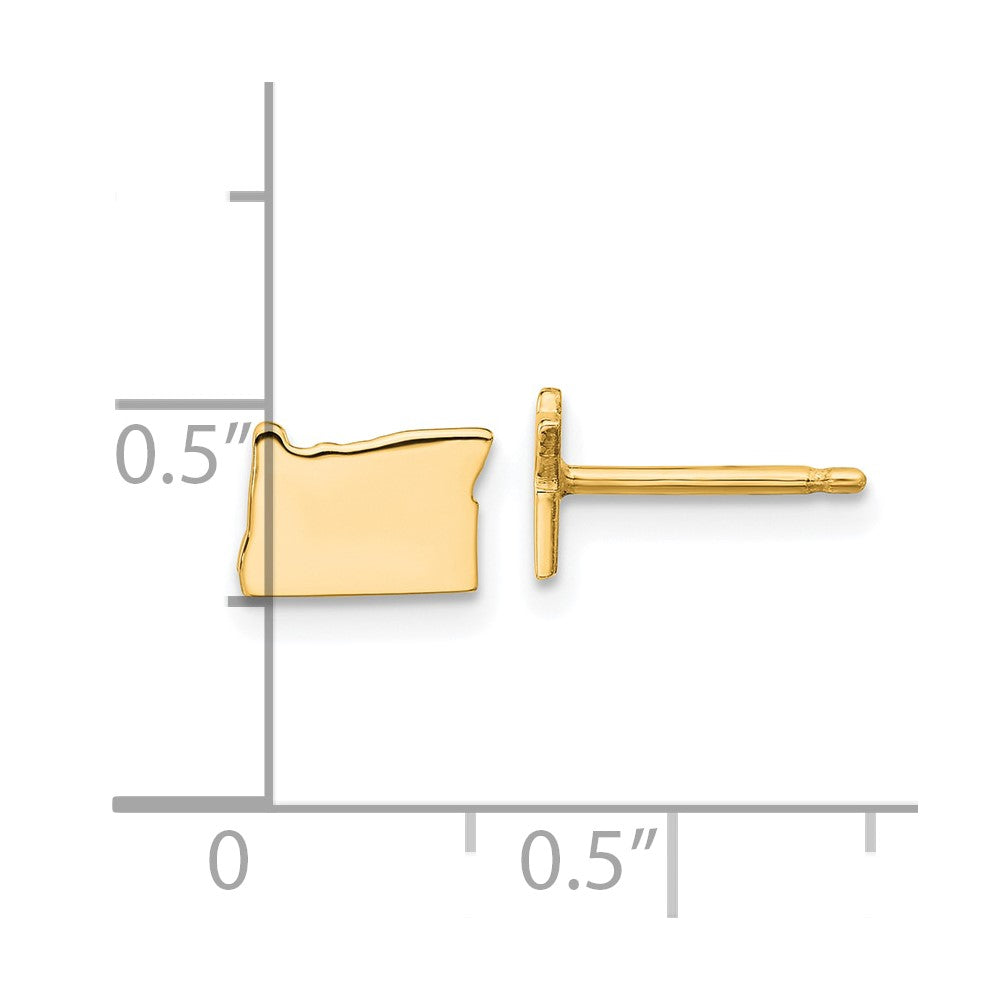 Gold Plated Sterling Silver/Gold Oregon State Earrings