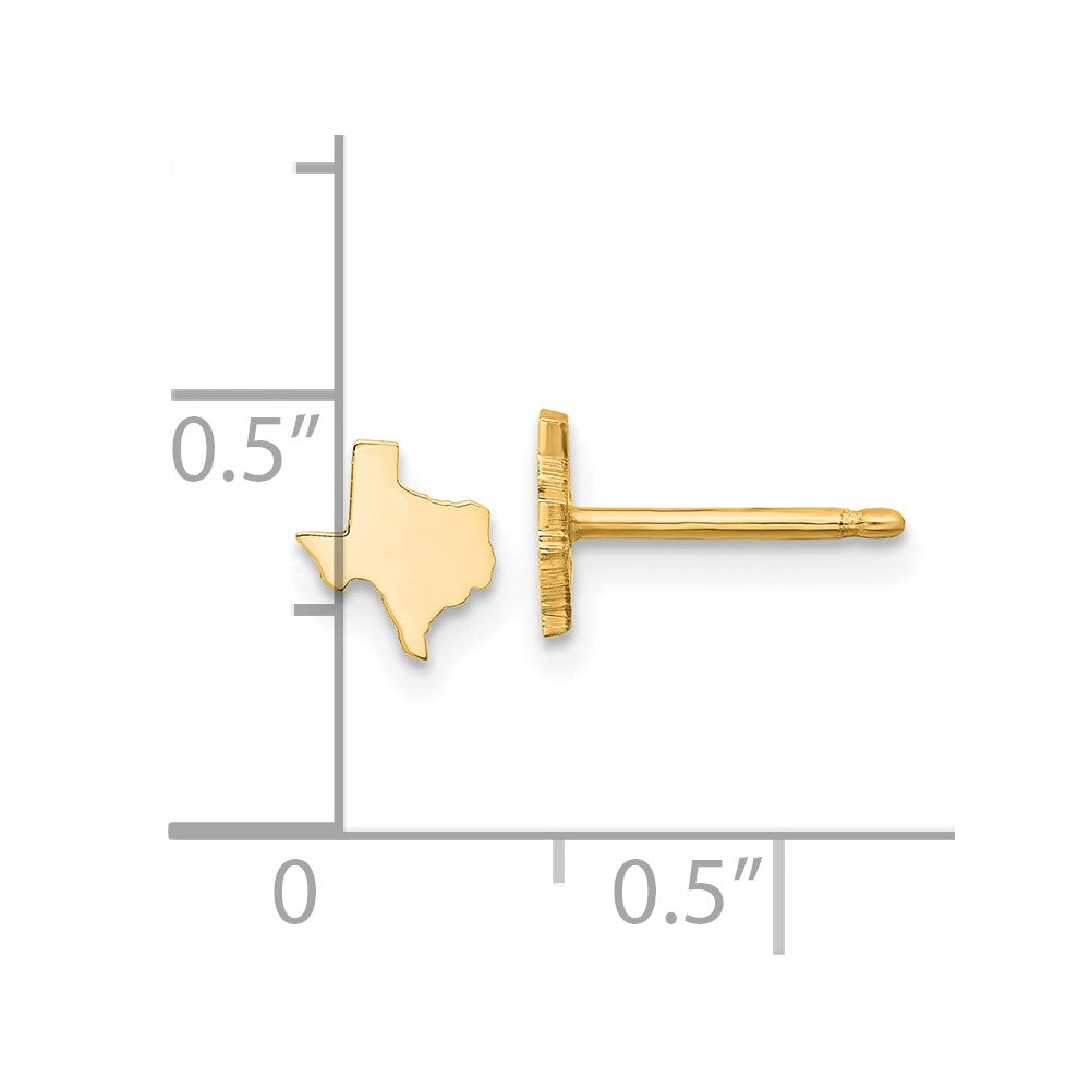 14K Yellow Gold 14Ky Texas State Earrings