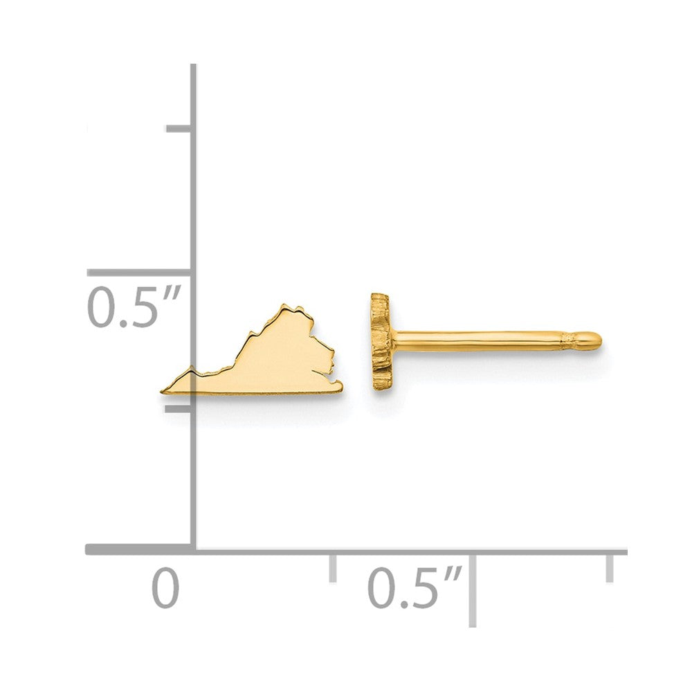 Gold Plated Sterling Silver/Gold Virginia State Earrings