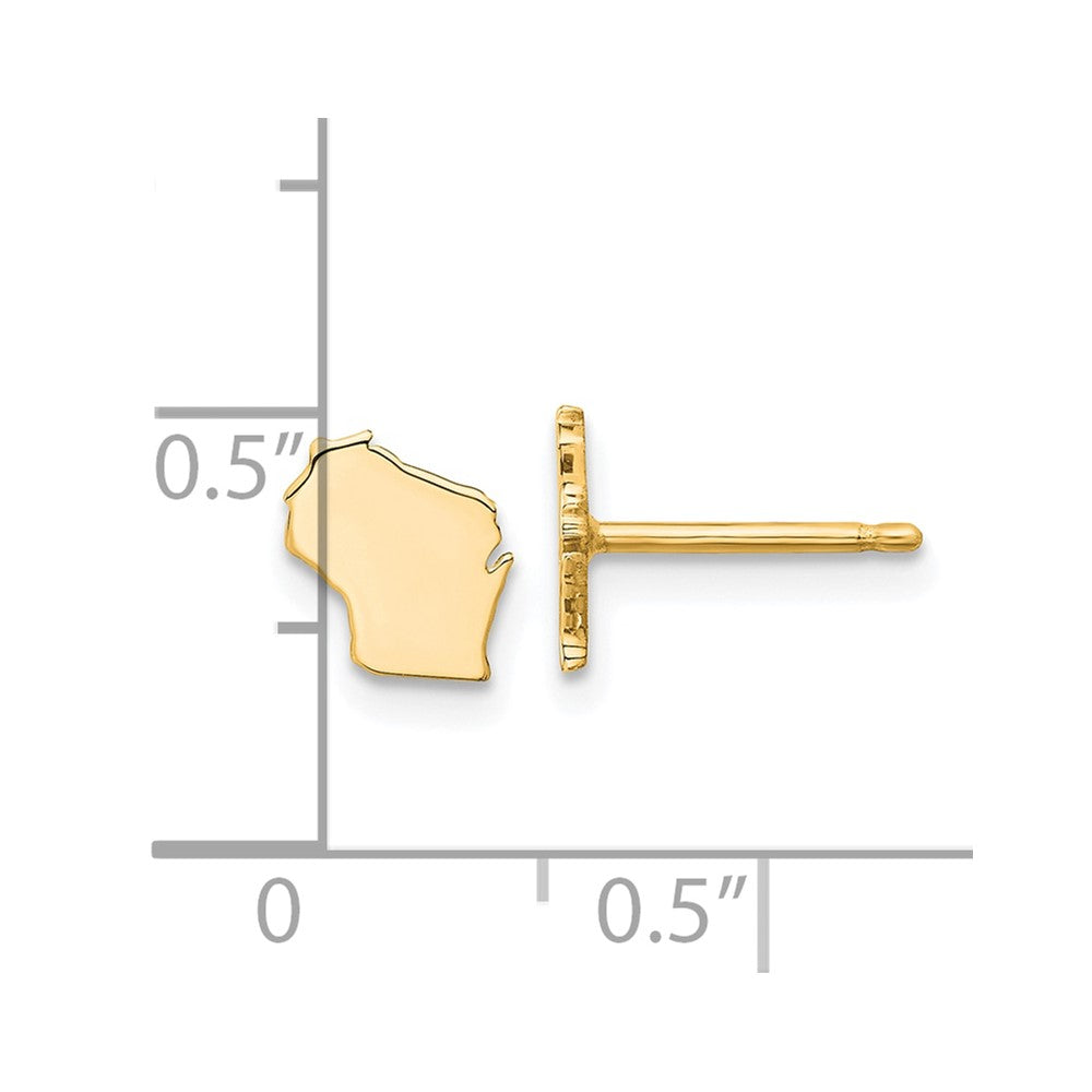 14K Yellow Gold 14Ky Wisconsin State Earrings