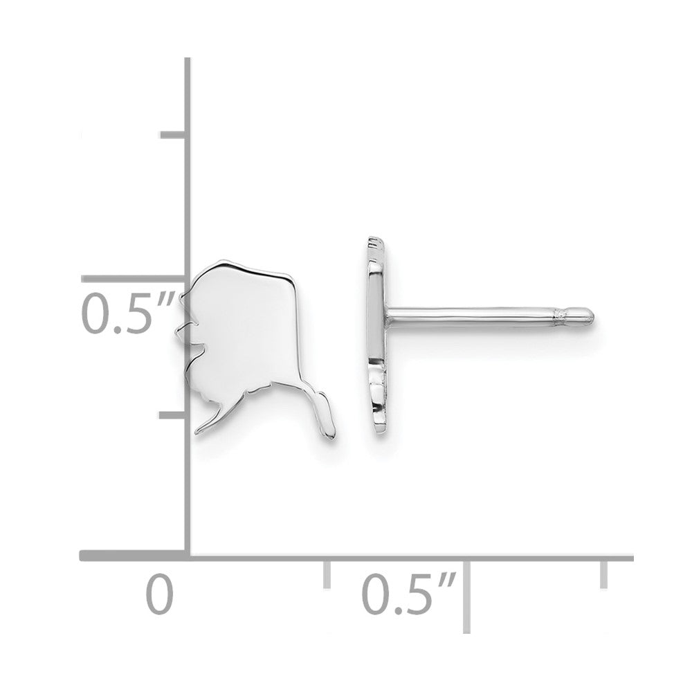 Sterling Silver Silver/Rhodium Plated Alaska State Earrings