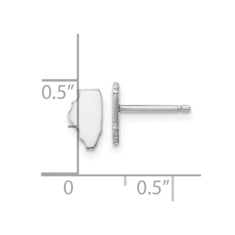 Sterling Silver Silver/Rhodium Plated Illinois State Earrings