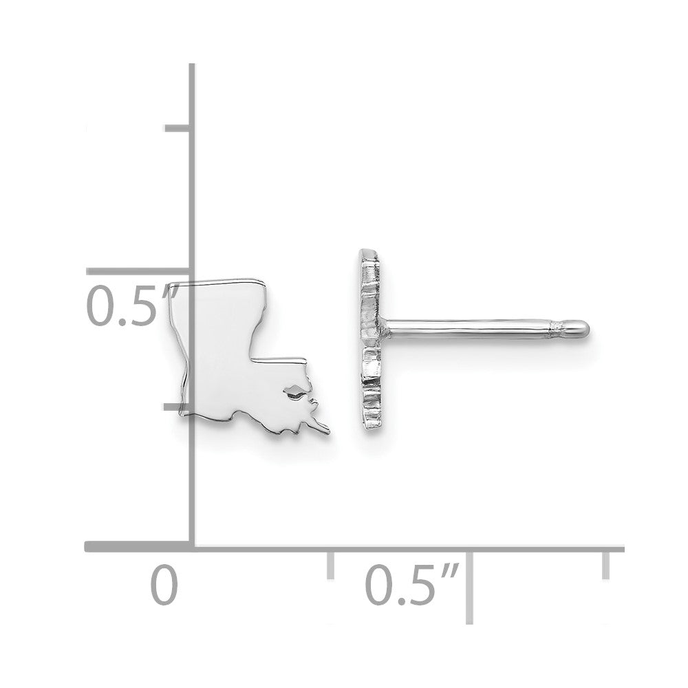 Sterling Silver Silver/Rhodium Plated Louisiana State Earrings