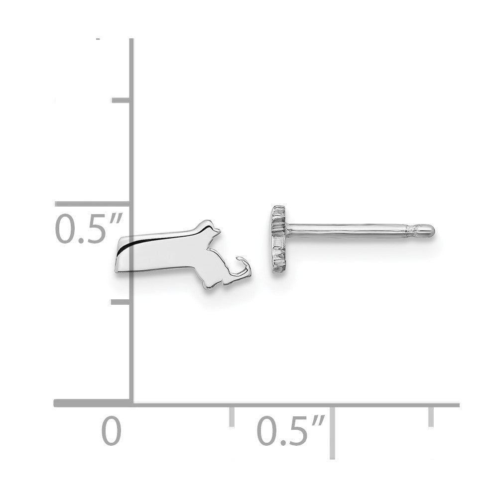14K White Gold 14Kw Massachusetts State Earrings