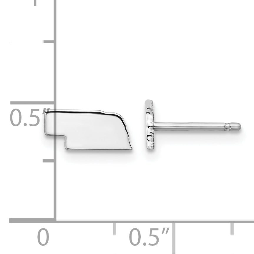 Sterling Silver Silver/Rhodium Plated Nebraska State Earrings