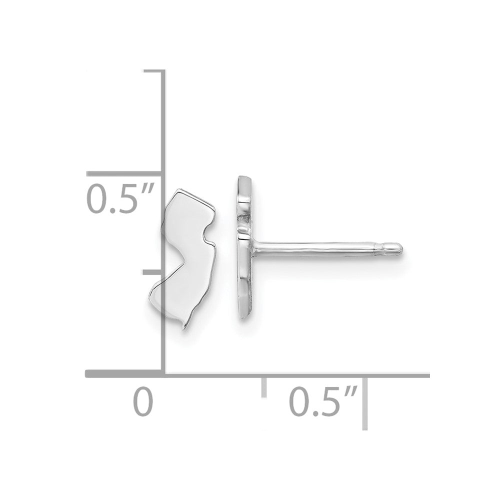 14K White Gold 14Kw New Jersey State Earrings