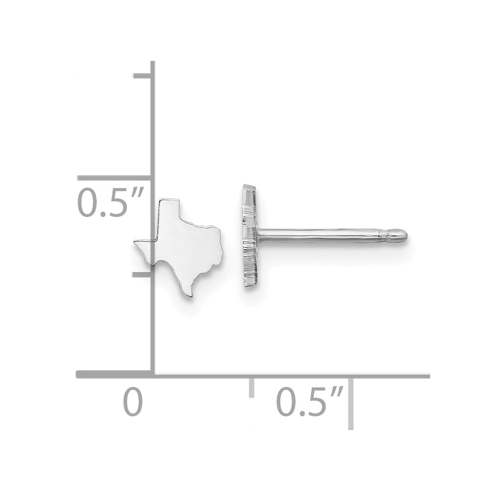 Sterling Silver Silver/Rhodium Plated Texas State Earrings