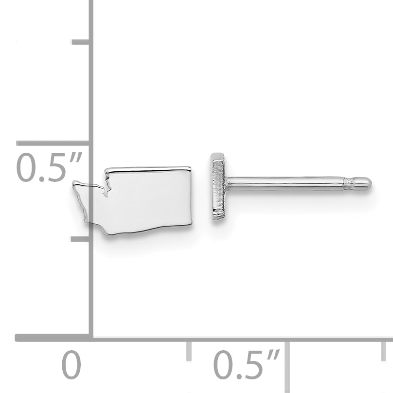 Sterling Silver Silver/Rhodium Plated Washington State Earrings