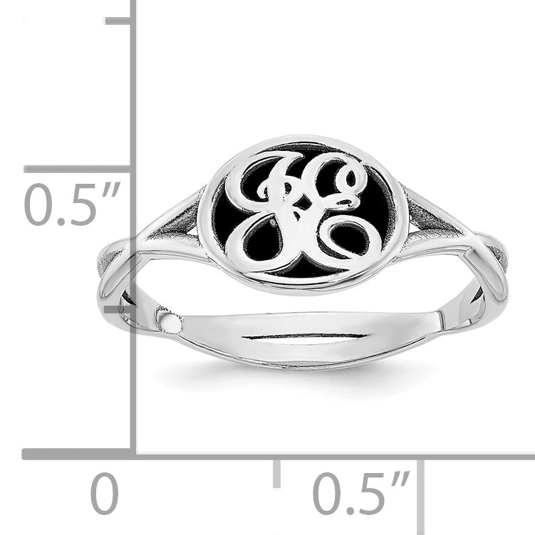 14K White Gold Twisted Band With Epoxy Monogram Ring