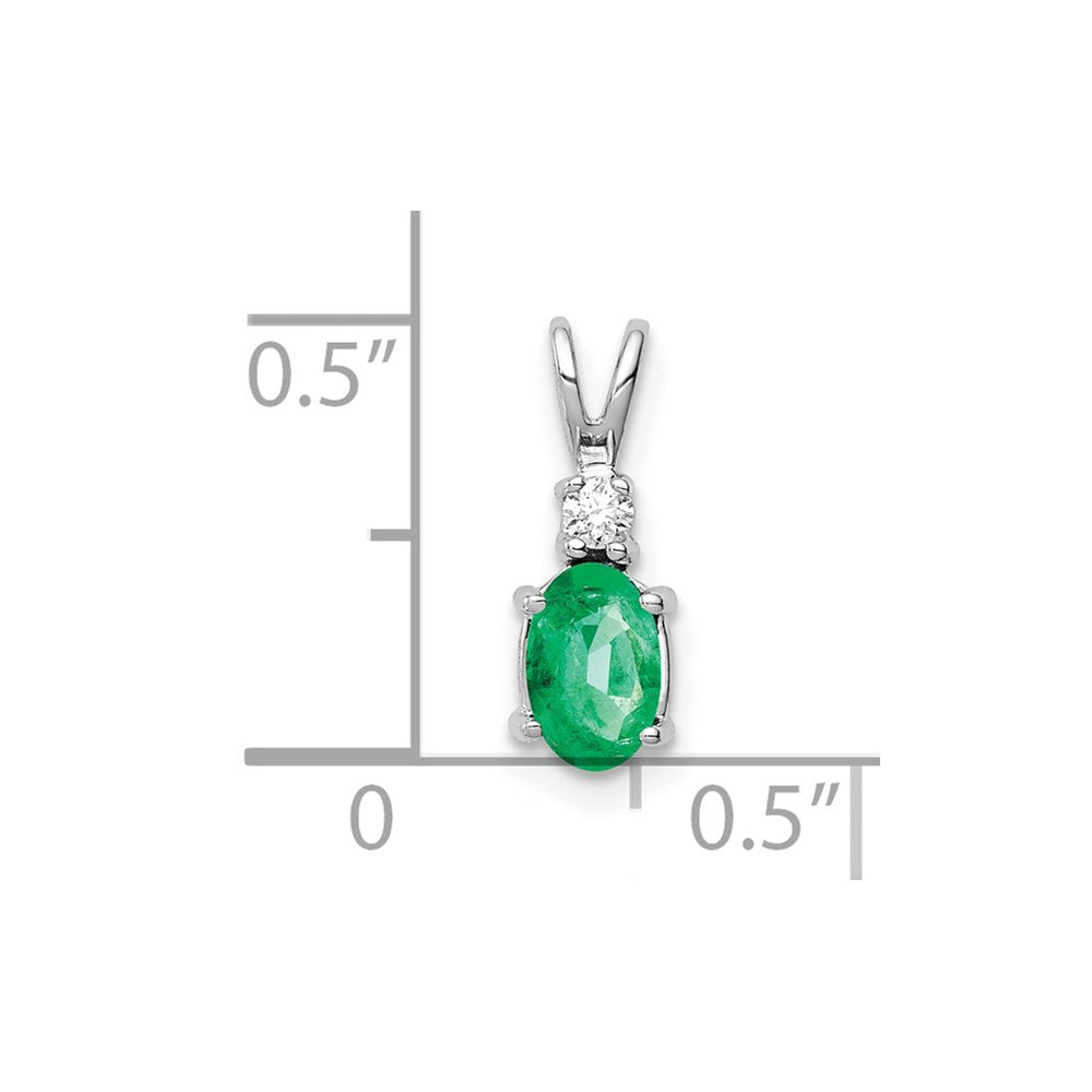 14K White Gold Emerald Diamond Pendant