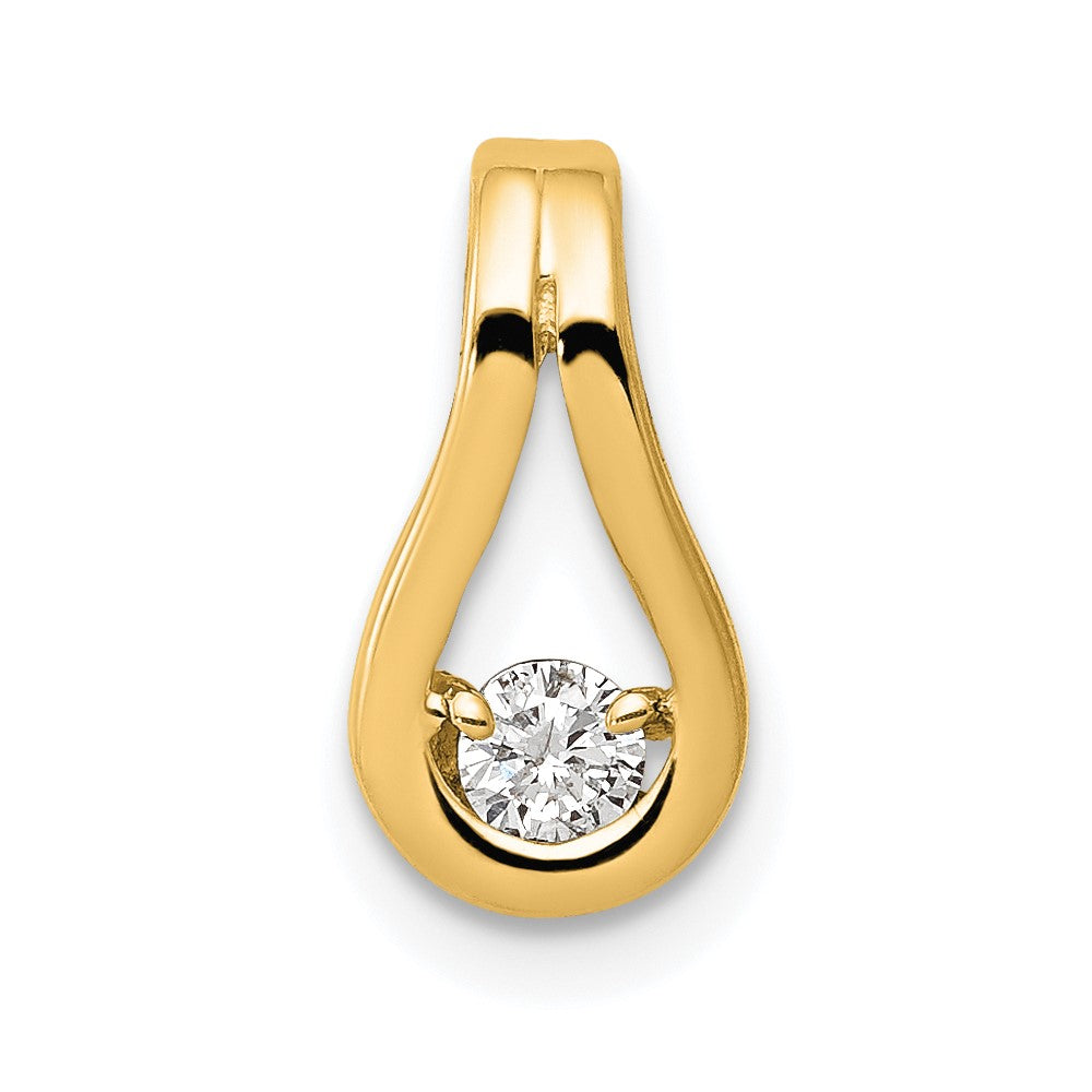 14K Yellow Gold 2.8mm Aaa Diamond Teardrop Shape Slide Pendant