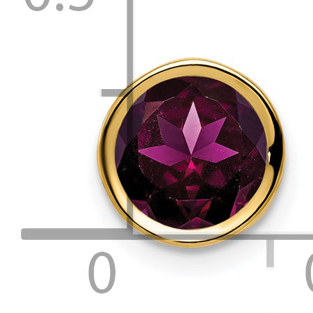 14K Yellow Gold 7mm Rhodolite Garnet Bezel Pendant