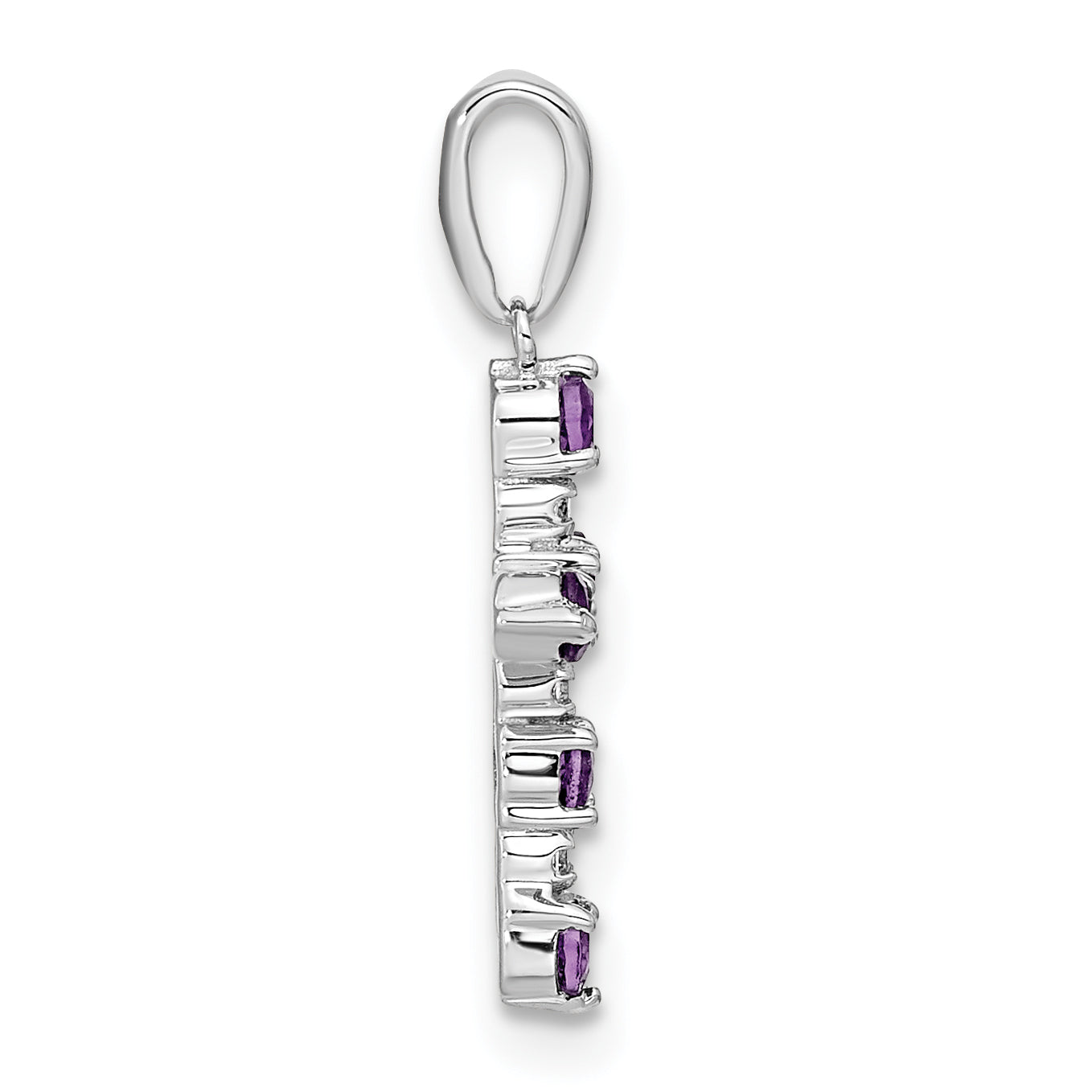 14k White Gold 14k White Gold Amethyst and Diamond Cross Pendant